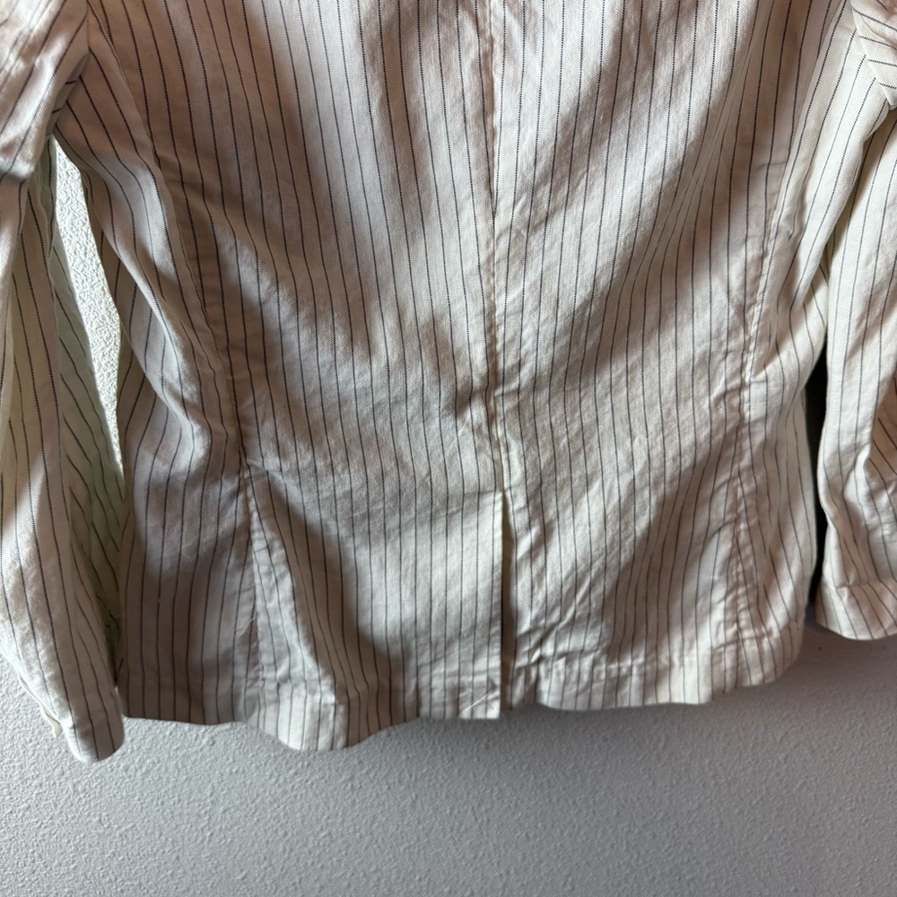 Rag & Bone Blazer Ivory Navy Pinstriped Linen Cotton Blend Business Casual Sz 6 - Picture 7 of 16